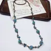 Colar de contas de cerâmica colorida Moda Retro Novo Estilo Chinês Personalidade Colar Longo Camada Dupla Colar Colar Avançado Atacado