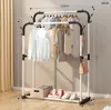 Cabideiro Simples Varal de Chão para Interior Casa Quarto Cabideiro de Duas Barras Varal de Roupa para Varanda