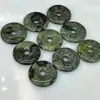 Ojo de Gorrión Verde 30mm Hebilla de Paz Moneda Antigua Piedras Naturales Nostálgicas Cuentas Moneda Antigua