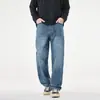 Jeans de mezclilla lavada vintage de alta gama para hombre, estilo americano, corte recto holgado, nuevo modelo de otoño, aspecto desgastado, pantalones largos casuales de moda