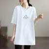 Camiseta de Manga Corta Holgada Talla Grande para Mujer, Marca Nueva de Moda Verano 2026, Camiseta de Longitud Media que Cubre la Cadera