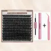 Cílios postiços DIY transfronteiriços, volumosos com curvatura D, 30P, 60P, 80P, 100P, cílios em tufos com cola quente, fábrica atacadista europeia e americana