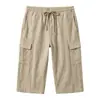 Pantalones Cortos Casuales Rectos de Verano Finos Sueltos Estilo Americano Pantalones Cargo de Lino de Tres Cuartos Más Vendidos de Amazon para Hombre