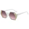 Elegantes Gafas de Sol Hexagonales de Alta Gama Incrustadas con Diamantes Europeas y Americanas, Gafas de Sol de Moda y Versátiles para Mujer, Stock Listo Transfronterizo