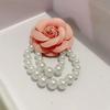 Corsage Estilo Chanel Estilo Coreano Retrô Exquisito Broche Camélia Preto e Branco Alfinete com Miçangas de Pérola Pulseira de Uso Duplo