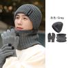 Sombrerería para hombre, traje de gorro de punto de lana gruesa para invierno, guantes táctiles transfronterizos, gorro cálido, juego de tres piezas