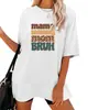 Camiseta Solta da Moda com Estampa de Leopardo para Mãe, Estilo Europeu e Americano, Casual Manga Curta Plus Size