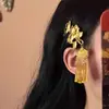 "Tejido de Palabras con Luz Flotante" Pinza para el Cabello de Flor de Hoja con Borla Dorada del Mismo Estilo que Yu Shuxin, Nuevo Clip para Flequillo de Estilo Étnico Chino