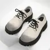 Zapatos Derby Retro de Trabajo Suela Gruesa Aumentadores de Altura para Hombre 2025 Nuevos Casual Británico Zapatos Grandes de Cuero de Corte Bajo Color Pulido