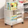 Estante de almacenamiento para mochilas escolares, carrito móvil para libros, soporte metálico para bolsas al lado de la mesa, estantería de almacenamiento con ruedas debajo del escritorio