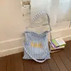 Marca de Diseño Nicho Coreana Tav Bolso para Viajes Diarios Bolso de Hombro con Letra Bordada Bolso de Lona Rayada Bolso Grande de Capacidad para Mujer