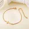 Pulsera de Brazalete con Colgante de Cruz Simple Tohm Estilo Ins Chapado al Vacío No se Desvanece Joyería de Gama Alta Pulsera