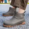 Botas de lluvia cortas de moda transfronterizas para hombre, zapatos de pesca impermeables y resistentes al desgaste para exteriores, zapatos de goma antideslizantes para cocina, zapatos impermeables para lavado de autos para hombre