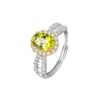 Anel de Prata Esterlina S925 para Mulheres com Granada, Cristal, Peridoto, Pedras Preciosas Naturais, Anel para Dedo Indicador, Popular no Xiaohongshu