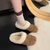 2026 Nuevos Zapatos de Casa sin Cordones de un Solo Paso para Cubrir la Cabeza Zapatillas de Media Caña con Aumento de Altura Acolchadas Impermeables Forradas de Felpa Cálidas con Suela Gruesa de Piel Zapatillas de Algodón para Mujer