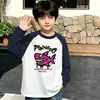 Camiseta de manga larga 100% algodón para niño, colección de primavera y otoño, diseño color block, cuello redondo, estilo nuevo para principios de otoño, mangas largas raglán