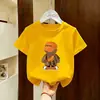 Camiseta de Algodão Puro Manga Curta para Meninos 2026 Nova Desenho Animado Verão de Bebê Roupas Infantis Top Fino Modelagem Solta Camiseta de Meia Manga para Crianças