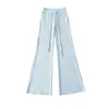 Pantalones de Yoga Ajustados de Cintura Alta con Cordón, Pierna Acampanada, Adelgazantes y Alargadores de Piernas, Casual Fitness de Longitud Completa