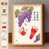 Caligrafía y pintura de huellas de manos y pies de un año, huellas de pies y manos de bebé, 100 días, luna llena, para conmemorar la paz y la alegría, marco de fotos con huellas