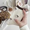 Calcetines de Mujer para Otoño e Invierno Estampado de Leopardo Bordado de Gatito Color Café Calcetines de Mujer de Caña Media Ins Tendencia Calcetines Largos de Algodón Sin Costuras para Mujer