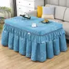 Cubierta de invierno de terciopelo engrosado al por mayor para hornear, cubierta de mesa para calefactor eléctrico, cubierta rectangular con agujero redondo para mesa de café, cubierta de mantel para horno eléctrico