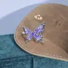 Novo Anel de Abertura Flor Borboleta Esmalte Roxo Combina com Tudo Empilhável Nicho Luxo Leve High-end Anel de Dedo para Mulheres