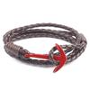 Pulsera de cuero para hombre, estilo punk rock europeo y americano, con personalidad, doble capa, hebilla de ancla, pulsera PH1096