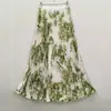 Falda plisada estampada de gasa estilo japonés coreano, falda midi, cómoda, casual, adelgazante, cintura alta, adelgazante, dobladillo súper ancho, falda larga