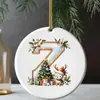Nueva decoración navideña transfronteriza: Colgante acrílico 2D con letra y diseño de ciervo para árbol de Navidad y decoración navideña del hogar