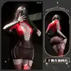 Lencería Sexy con Estilo Europeo y Americano, Vestido de Malla Ajustado Transparente Hueco con Degradado, Uniforme Bodycon Rasgable Qqny
