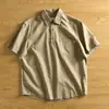 Camisa Polo de manga corta para hombre transfronteriza, estilo japonés simple de verano, nueva camisa de manga corta suelta cómoda para hombre de color liso