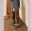 Pantalones de Cuadros Rayados para Hombre, Pantalones Casuales de Pana Estilo Americano para Primavera y Otoño, Pantalones Deportivos de Pierna Ancha Rectos Holgados para Otoño e Invierno