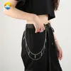 En stock nuevos accesorios estilo hip hop cadena de pantalones de doble capa personalidad cadena gruesa cadena de cintura versátil cadena de cintura con cuentas de chile pequeño