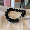 Pulsera Zodíaco 2023 Pulsera de Pareja para Hombres y Mujeres Pulsera Elástica de Obsidiana con Cuentas Negras de la Suerte para el Año de Nacimiento de Moda
