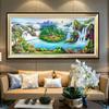 Nueva pintura de diamantes 5D, bordado completo de diamantes, cascadas para sala de estar, pintura de paisaje grande con diamantes adhesivos en punto de cruz