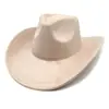 Sombrero vaquero de ala ancha de gamuza de 9.5 pulgadas para hombres y mujeres, sombrero para viajes al aire libre, fedora de ala enrollada estilo étnico