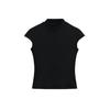 Camiseta de verano para mujer, nueva, elástica, ajustada, de color sólido, con cuello alto y mangas cortas, de chica sexy y pura