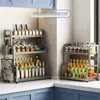 Prateleira de Especiarias de Aço Inoxidável para Cozinha Doméstica, Multifuncional Triangular de Canto para Armazenamento de Condimentos com Drenagem