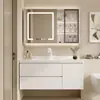 Conjunto de mueble de baño con lavabo integrado de cerámica, nuevo mueble de lavabo minimalista moderno, juego de baño con lavabo