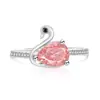 Anel de Cisne Colorido com Pedra Preciosa e Corte Flor de Gelo, Venda Quente no TikTok para Mulheres, Anel de Diamante de Alto Carbono em Formato de Pera Banhado a Ouro, Transmissão ao Vivo, Dropshipping de Peça Única