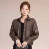 Chaqueta auténtica de cuero genuino Haining para mujer, nueva chaqueta de cuero de oveja estilo coreano de ajuste holgado, primavera/otoño 2026