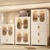 Armário de armazenamento de plástico modular, dobrável e sem montagem para uso doméstico, adequado para quartos, com compartimentos em níveis para guardar roupas de criança