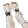 Manguitos de Hielo de Seda con Lazo Protección Solar para Mujer Manguitos de Hielo Verano Protección UV Alto Valor de Belleza Sueltos Finos Transpirables Manguitos de Mano de Burbuja