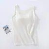 Chaleco de Algodón para Mujer de Primavera y Otoño con Almohadilla en el Pecho Tirante Ancho Ropa Interior Ajustada con Sujetador Chaleco Sin Mangas talla extra con Tirante