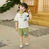 Conjunto de Verão Panda Hanfu para Meninos Novo Estilo Chinês Estilo Nacional Infantil Manga Curta Terno Tang Roupas de Performance Roupas de Performance para 1º de Junho