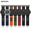 Reloj Electrónico Sanda Moda Trendy Juventud Esfera Grande Doble Pantalla 50m Resistente al Agua Luminoso Cronometraje Reloj Electrónico