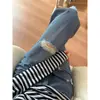 Jeans Reto Azul Vintage Rasgado para Mulheres, Novo Estilo de Verão para Mulheres Plus-Size Petite, Caimento Solto, Emagrecedor, Calça de Perna Larga com Barra Desfiada