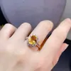 Anel de topázio da sorte natural especificação de pedra nua clássica 8*10mm prata de lei s925 banhado a ouro 18k cravação