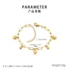 Pulseira Pingente Estrela Lua Amor Simples Doce Corrente Quadrada Série Marinha Pingente Cavalo Marinho Pulseira de Aço Titânio