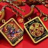 Colgante de thangka de doble cara, thangka chapado en oro de dos caras, matriz de atracción de oro de Mahakala, colgante que atrae la fortuna, nuevo collar de moda de Xizang
